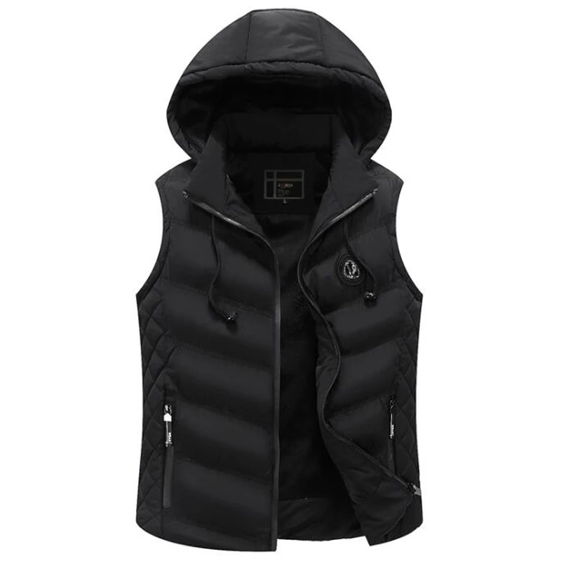 

coat men vest warm jacket casual autumn winter thick vest men's fashion removable cap vests male out coats vest men clothes ropa