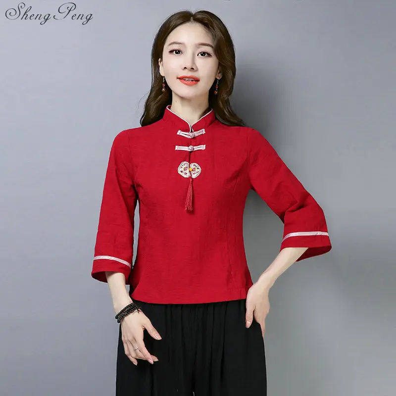 Новинка 2019 традиционная китайская одежда костюм Тан Ципао топ женские