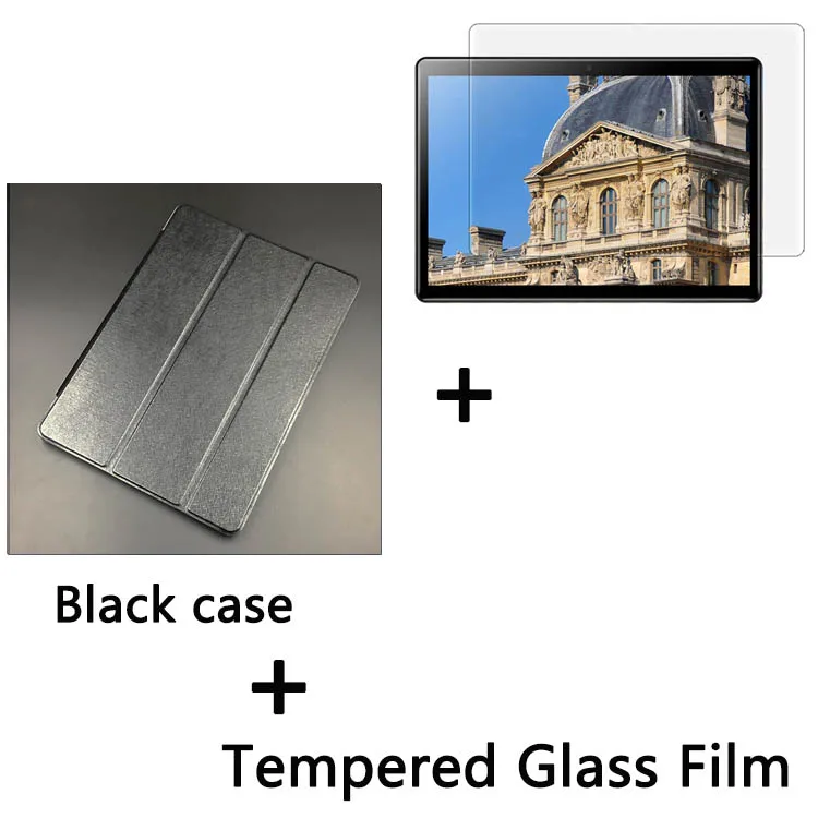 Black case-TG Film Ультратонкий чехол для Teclast M20, 10,1 дюймов, планшет, тройной складной чехол-подставка для Teclast M20, мембрана из закаленного стекла на выбор - Цвет: Black case-TG Film