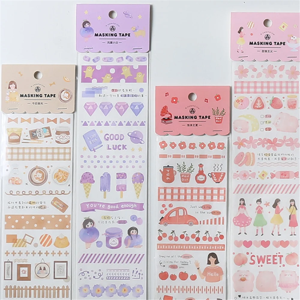 2 листа Милая Повседневная жизнь Васи Ленты Kawaii DIY Скрапбукинг дневник записная книжка Фотоальбом украшения длинные полосы Маскировочные ленты