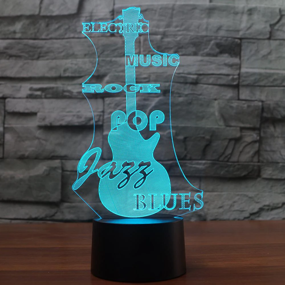 3D Led 7 цветов меняющий Цвет Usb детские подарки светящаяся гитара домашний Декор