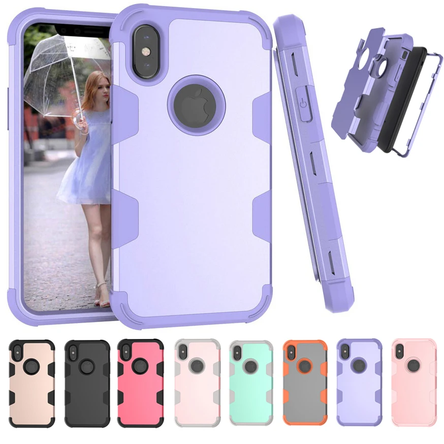 3 в 1 гибридный защитный чехол для Iphone X 6 6s 7 8 Plus Lady Heavy Duty ударопрочный PC +