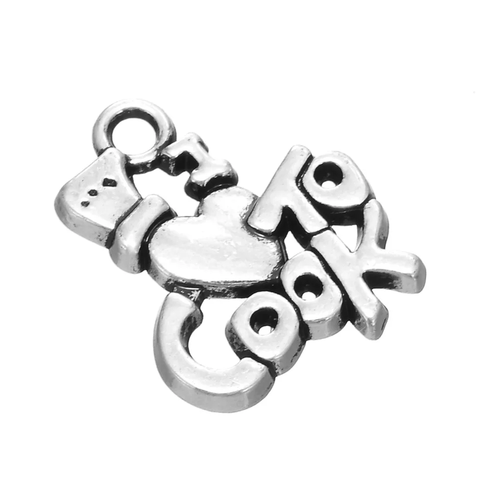 Подвеска в виде антикварной буквы Я люблю готовить и шляпы шеф повара милая для