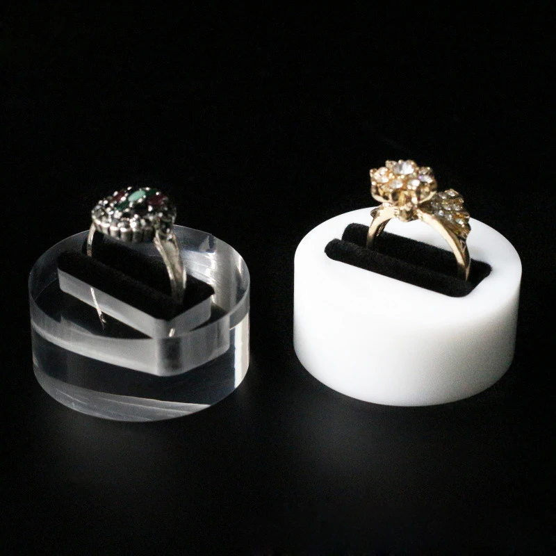 

Solid Acrylic Jewelry Ring Display Slot Stand Holder Round Shop Counter Table Organizer Presentation Case Stud Earring Show Rack