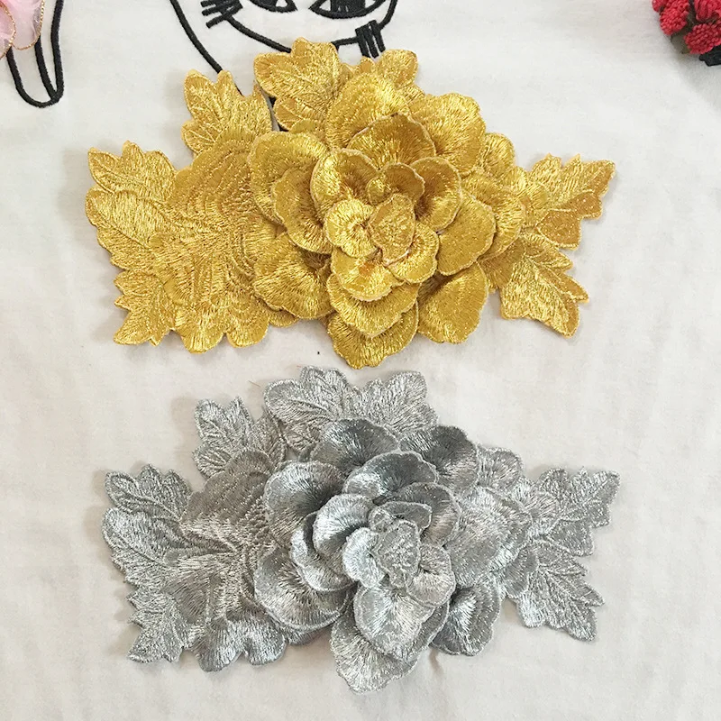 

Computer embroidery 3D stereo honeysuckle paste big dress peony applique clothing accessories cloth paste national wind