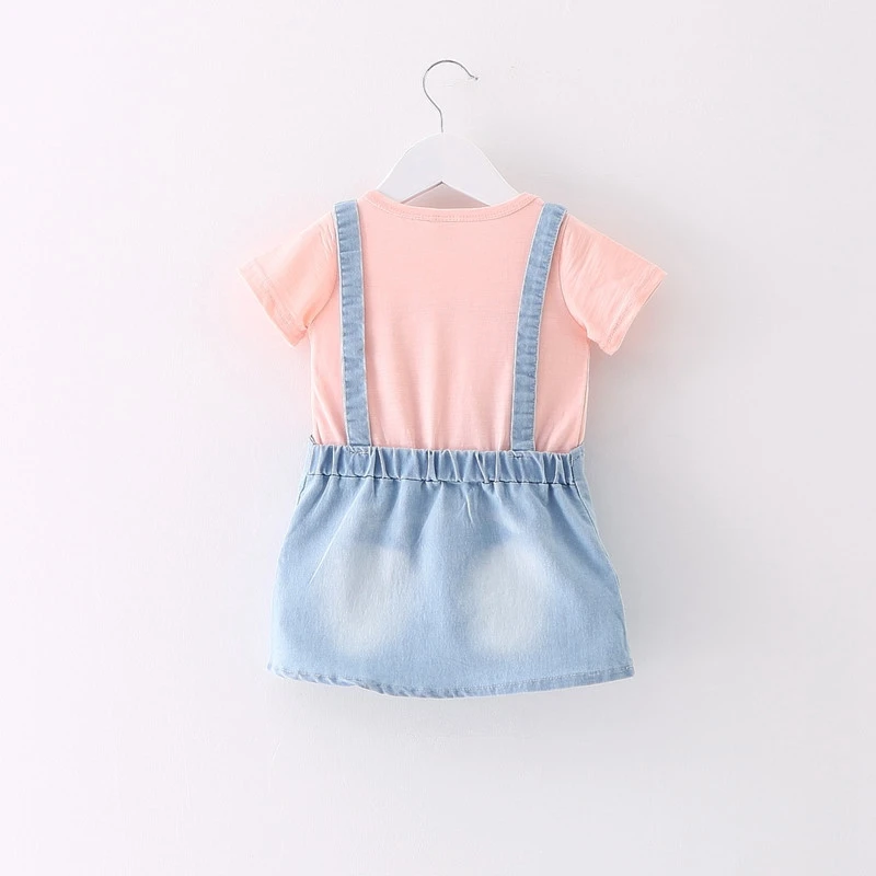 Летние джинсовые комбинезоны для маленьких девочек с изображением кролика из