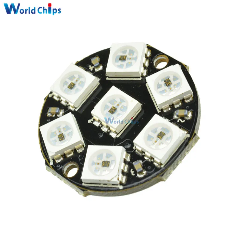 Светодиодная кольцевая лампа WS2812 5050 RGB 7 светодиодов со встроенными драйверами