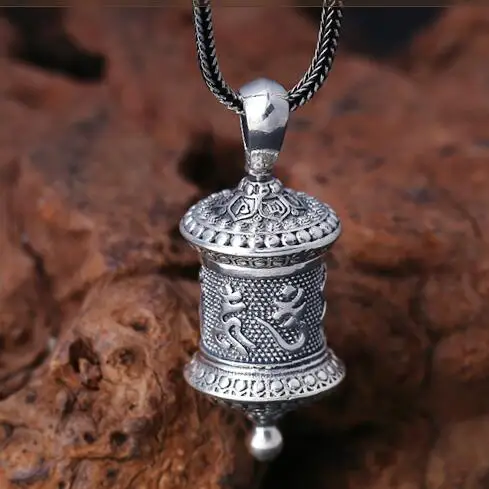 Новинка! 100% Серебро 925 пробы тибетское Молитвенное Колесо OM подвеска настоящий
