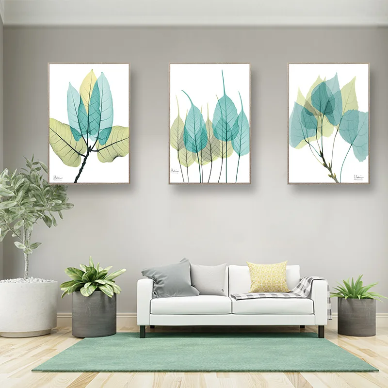 Nordic A4 Fresh Transparent Plant Leaves Creative Abstract Wall Art Poster Style Canvas Painting Home Decor Cactus | Дом и сад