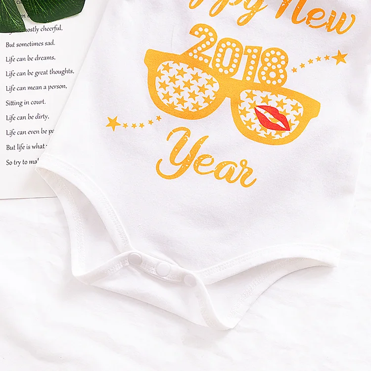 Детские комбинезоны детские с надписью Happy new year для мальчиков и девочек 0-3 лет |