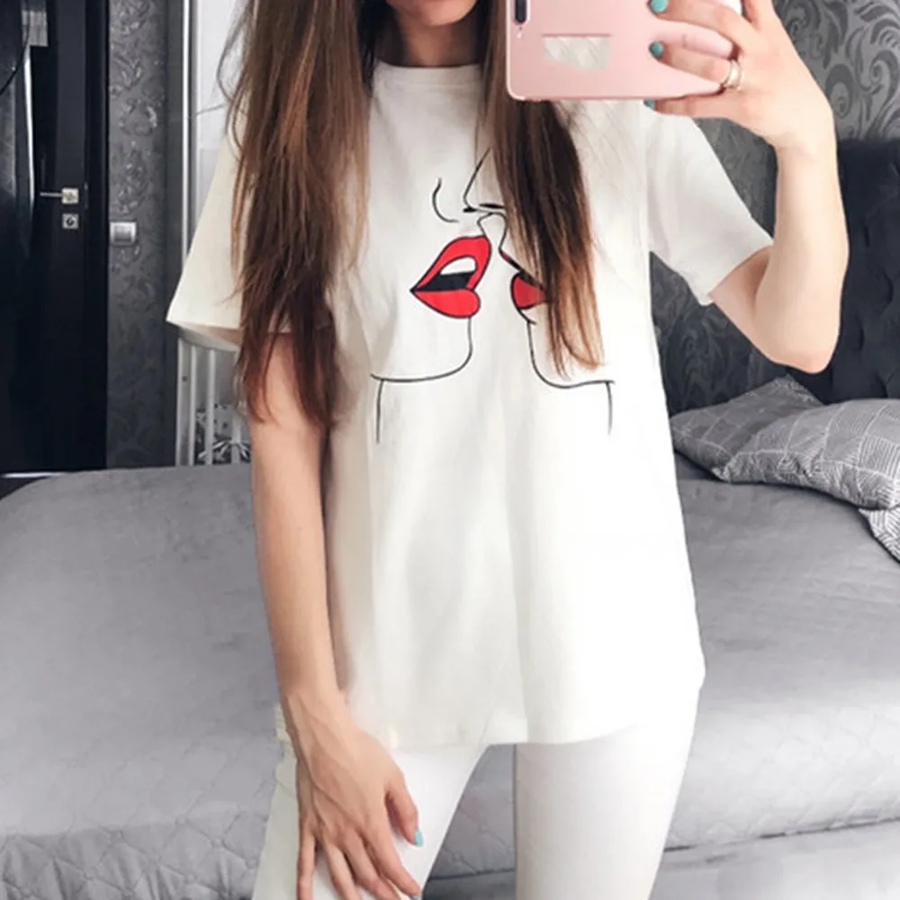 Женские футболки с принтом в виде красных и зеленых губ модная брендовая новая