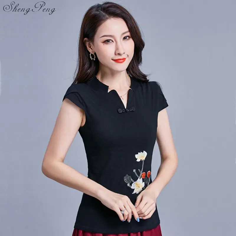 Китайская одежда топы традиционного стиля Cheongsam топы Qipao летние короткие жаккардовые хлопковые костюм для выступлений Vetement рубашка G122 - Цвет: 5