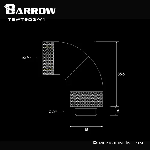 Фонарь Barrow G1/4 &quot 90 градусов стандартный разъем вращение на 360 градусов|barrow