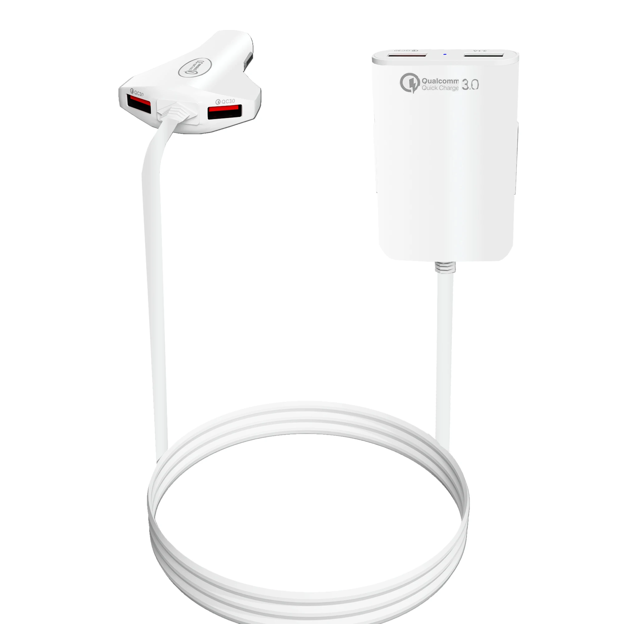 4 порта Быстрая зарядка 3 0 + 3.1A 1.8A USB Автомобильное зарядное устройство
