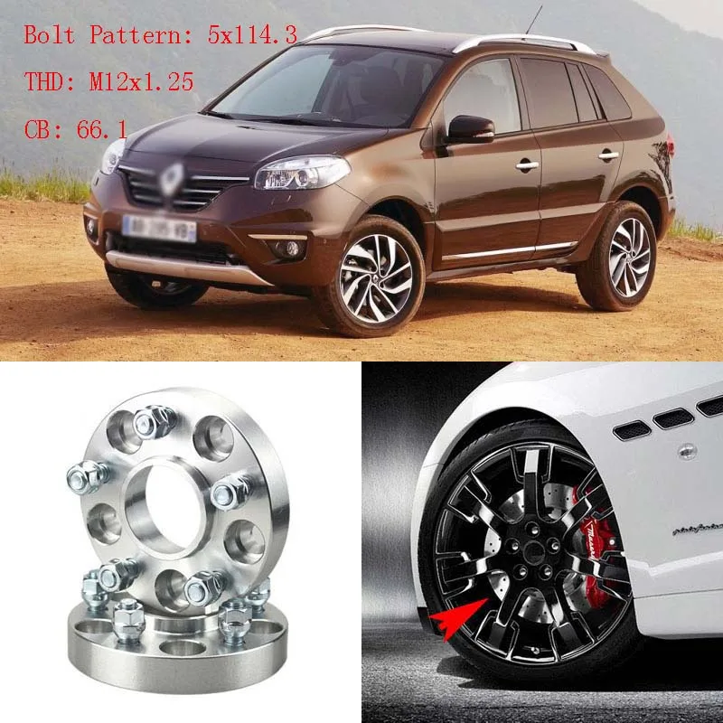 4 шт 20 мм толщина колеса прокладки Адаптеры 5 Lug 5x4 &quot5x114.3 12x1.25 шпильки для Renault Koleos