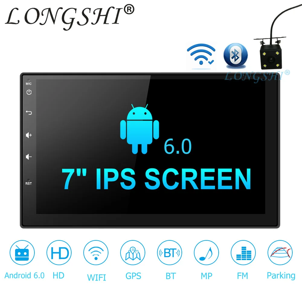 Автомобильный мультимедийный плеер LONGSHI Android 6 0 с Bluetooth DVD Gps навигацией радио