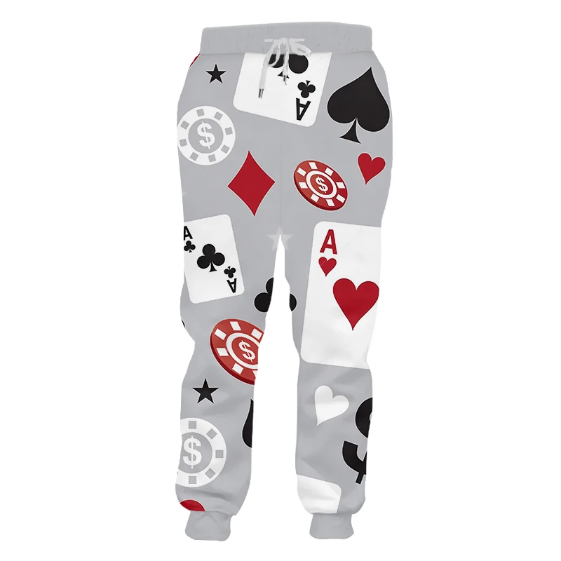 Poker Game OGKB New Arrival Women/men's Casual Jogger Haren 3D Pants Print Poker Game Sweatpants Unisex Long Drawstring Elastic Waist Pants - Цвет: Poker Game