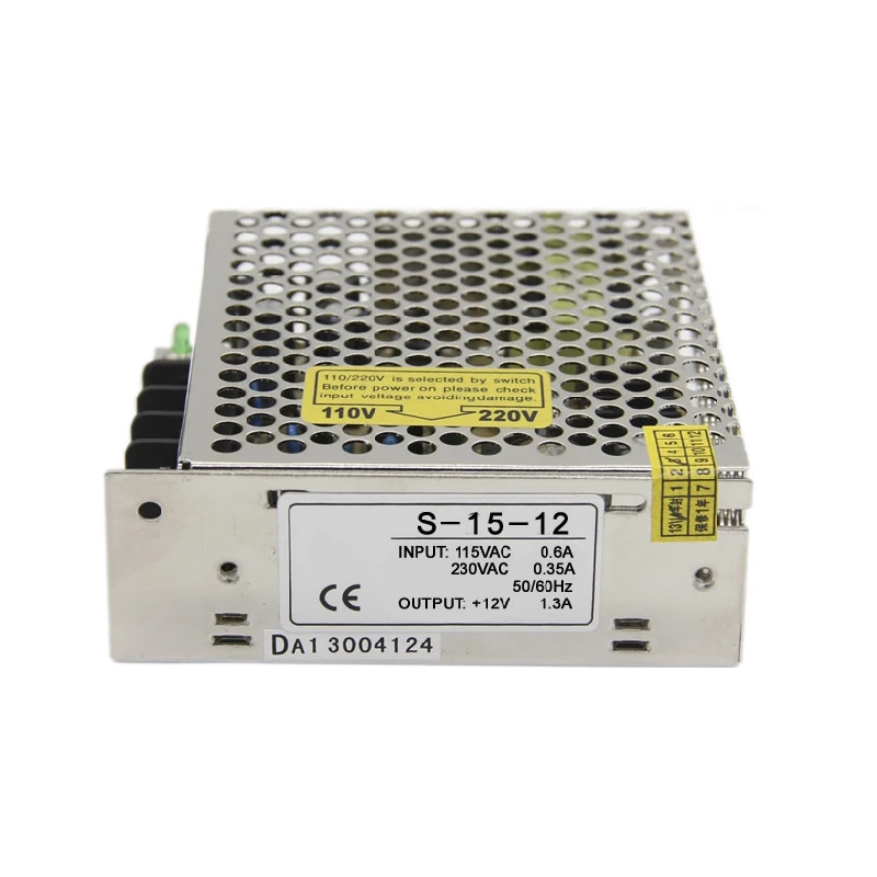 S-15-12 Mini DC импульсный источник питания 15W 12V 1.25A Одиночный выход для светодиодной