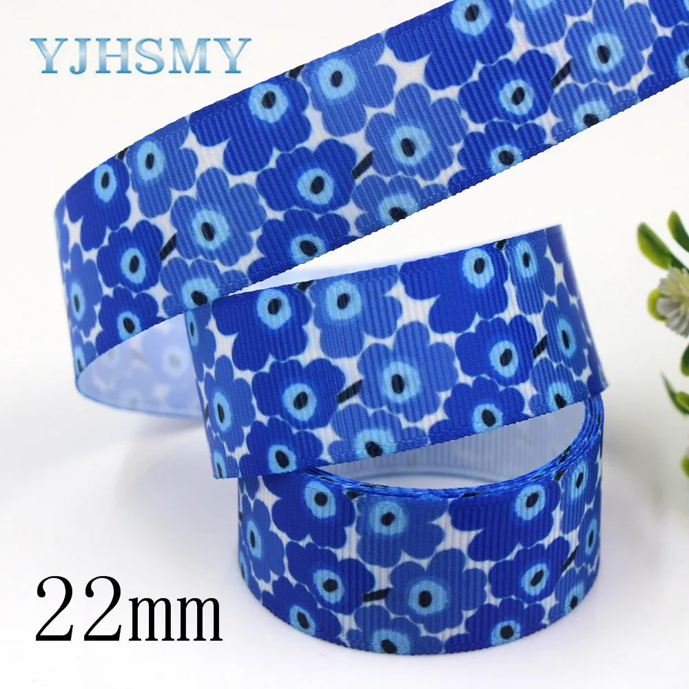YJHSMY I 19321 662 22 мм 10 ярдов Цветок термопечать ленты grosgrain Бант колпачок DIY аксессуары