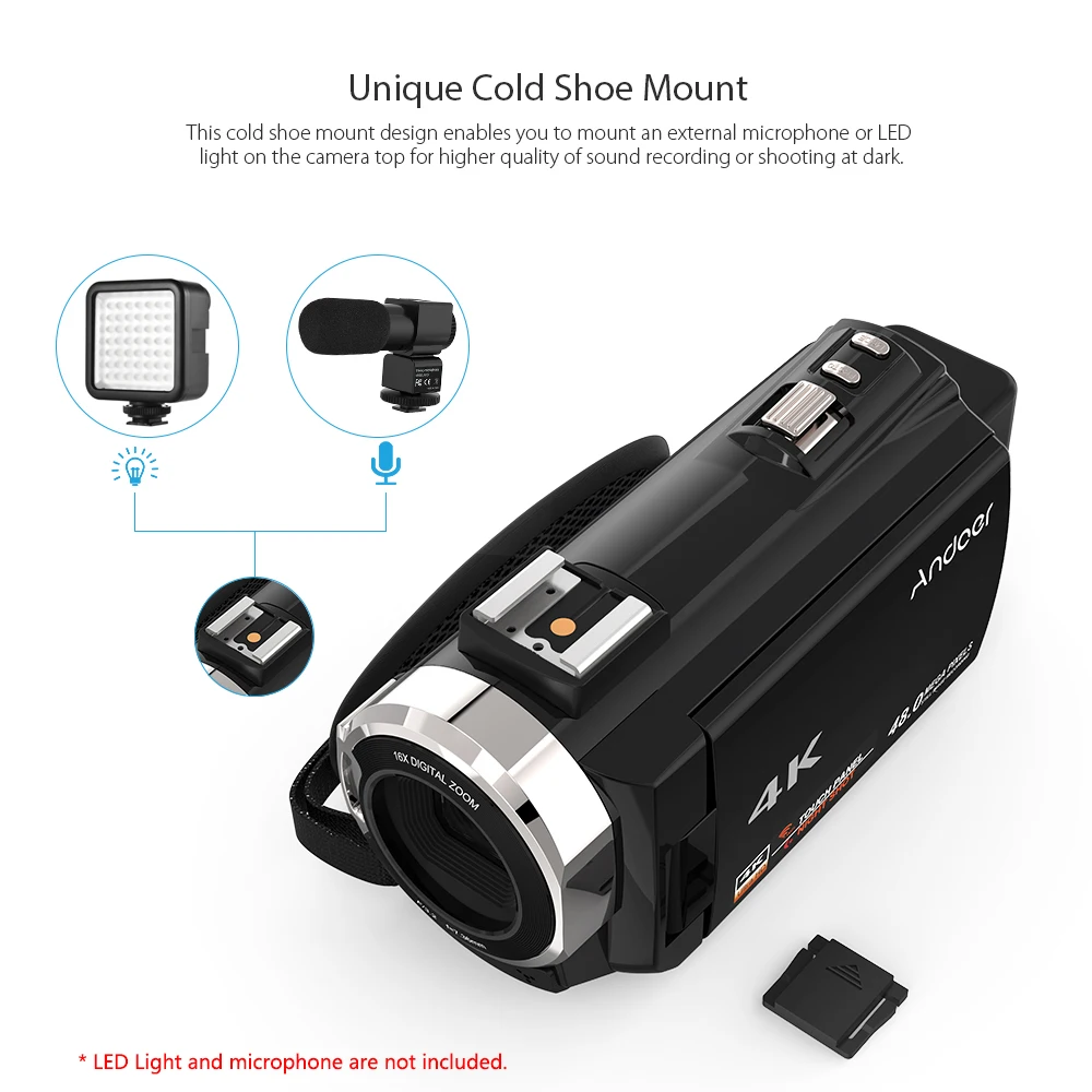 Andoer 4K 1080P 48MP WiFi цифровая видеокамера регистратор ИК инфракрасный ночное видение