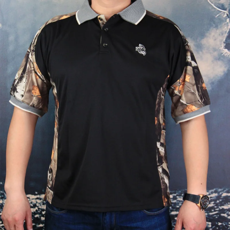 Летняя мужская быстросохнущая стрейчевая одежда с короткими рукавами джунгли