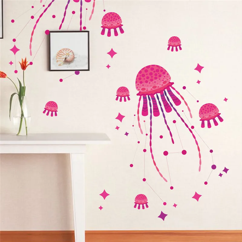 Медузы Осьминог щупальца Наклейка на стену подводный океан ванная комната окно