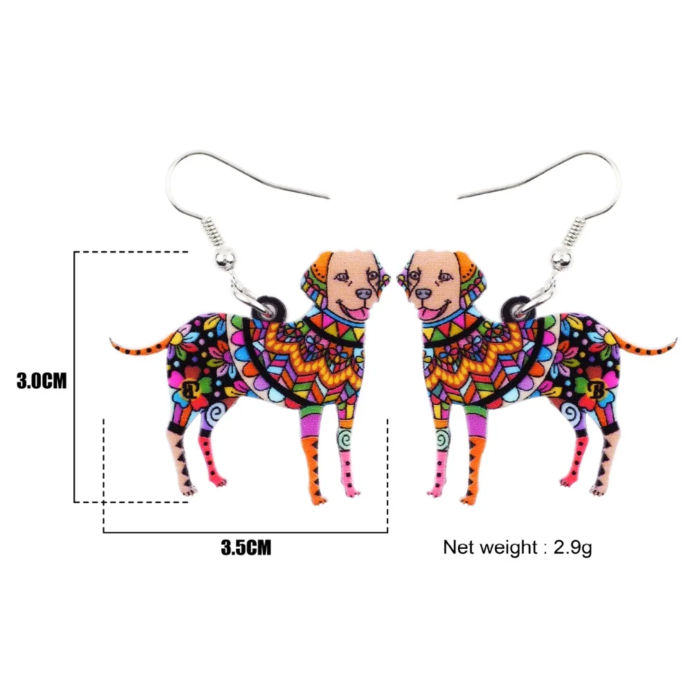 Bonsny большой длинный акриловый цветочный Лабрадор серьги с собаками Висячие