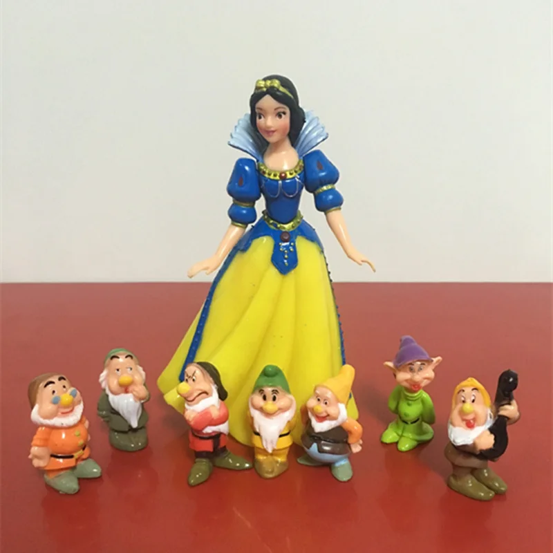 8 шт./лот игрушки Disney 5-10 см Белоснежка Принцесса и семь гномов экшн-Фигурки ПВХ