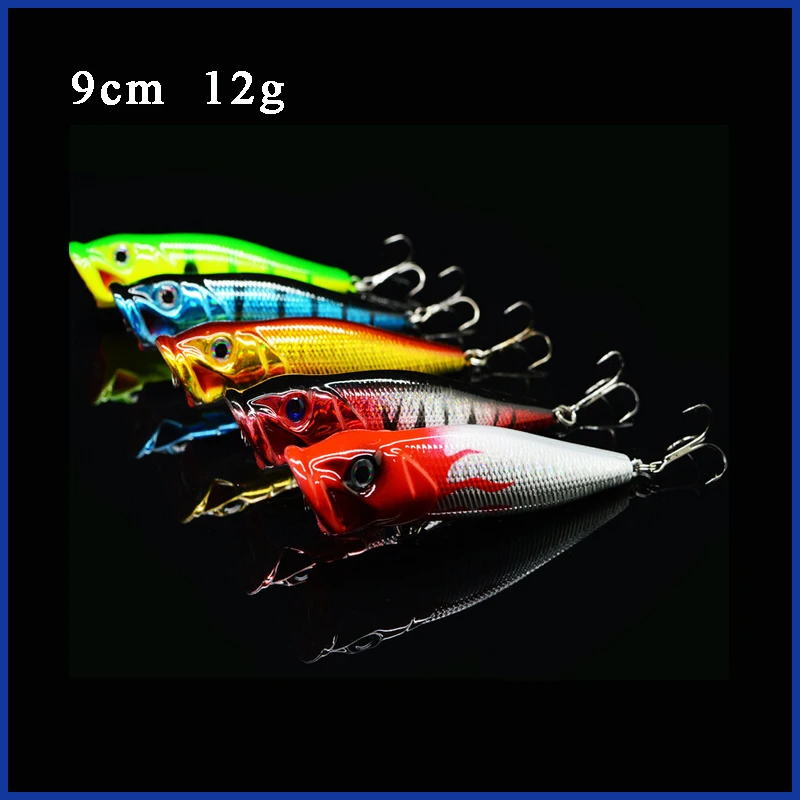 

5pcs 12g Fishing Lure Set Mixed Pack Laser Color Popper Fishing Lures Set