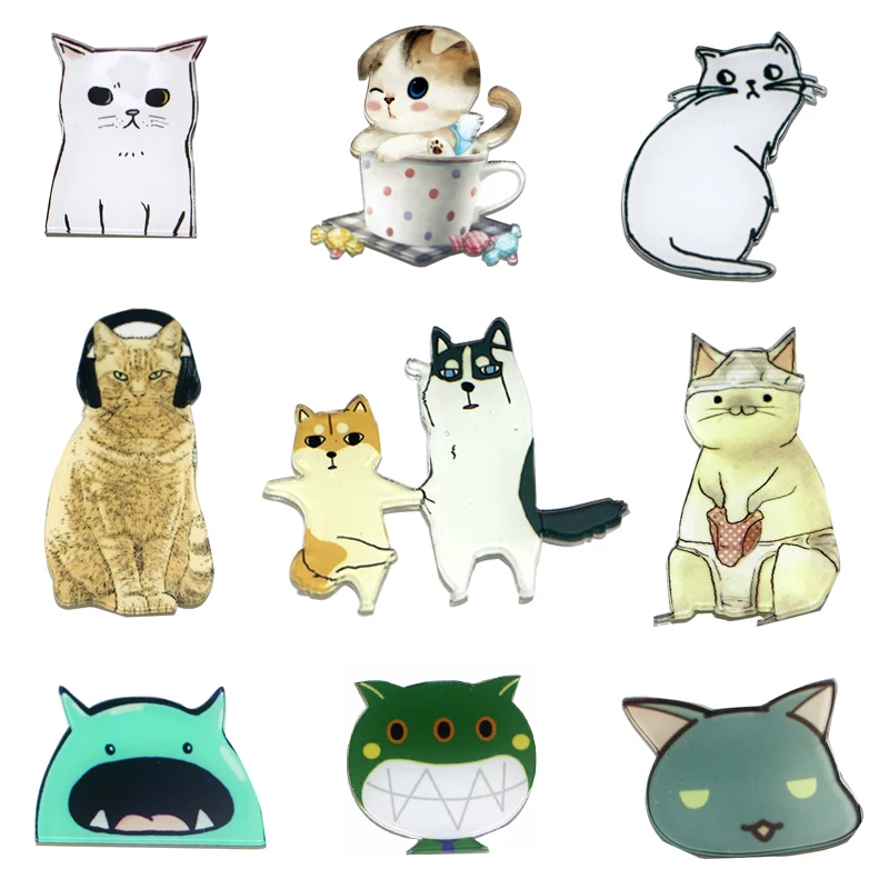 Творческий мультфильм животных Cat рисунок акриловыми Магнитная Стикеры S Магниты