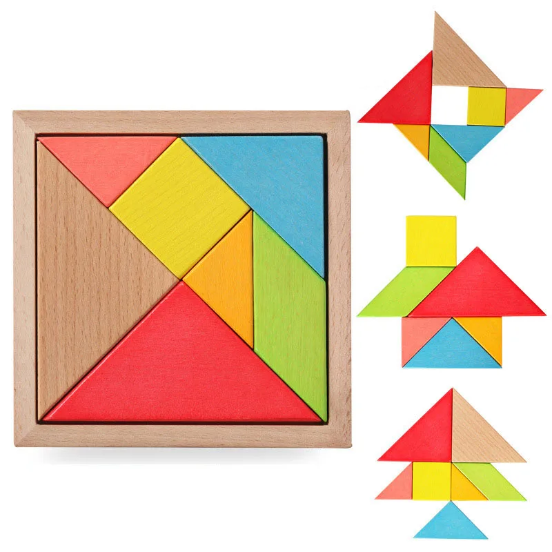 BOHS Обучающие игрушки деревянные многоцветные tanging Tangram паззл 14x14x1 см|puzzle toy|educational