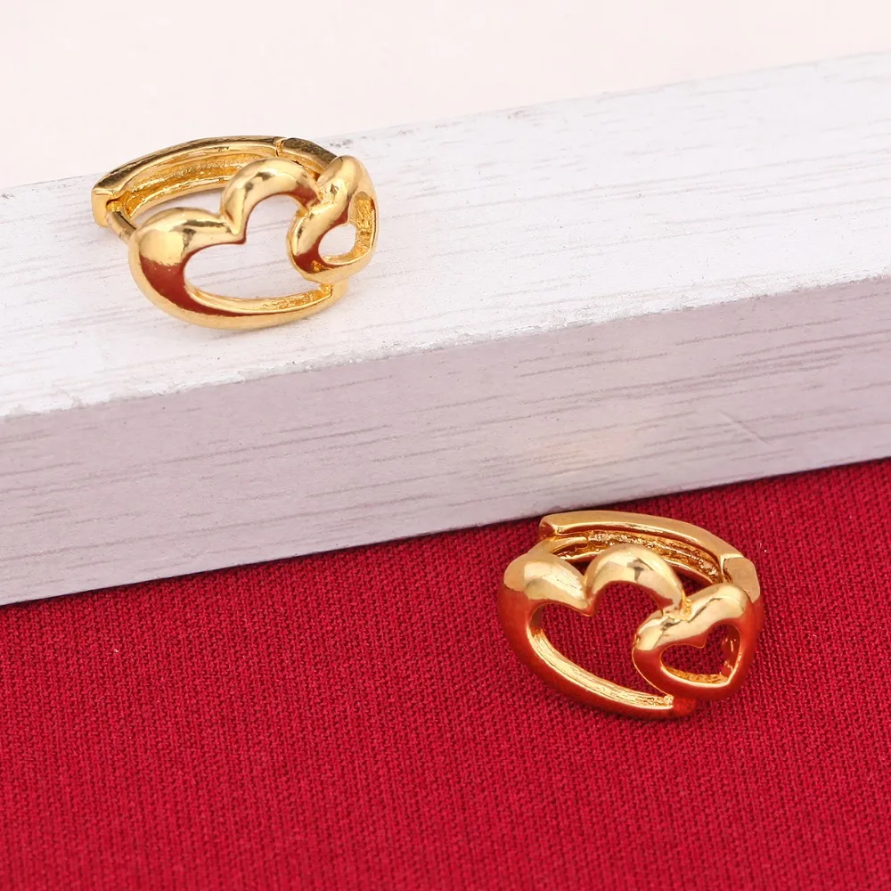 Самые дешевые серьги с сердцем для девочек Дубай золотые ювелирные изделия