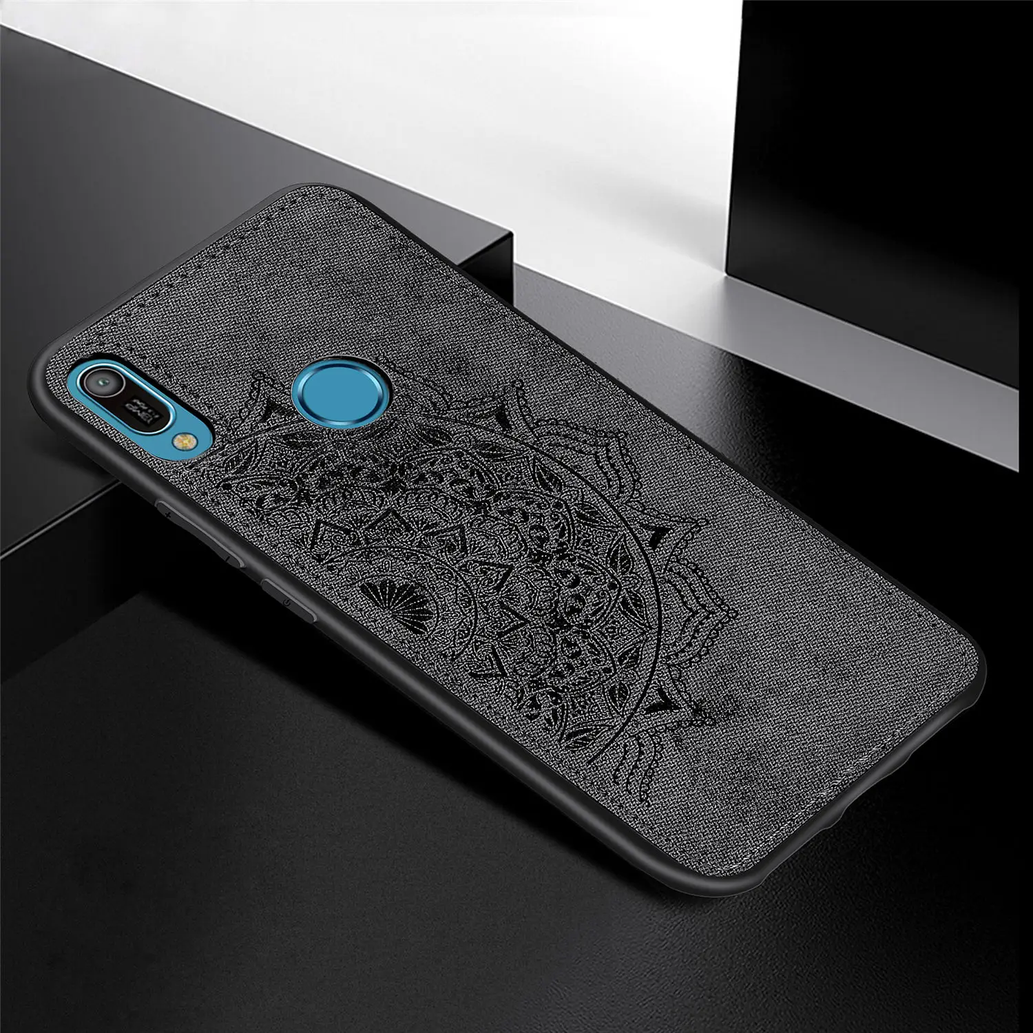 MUCHI Cover For Huawei Y6 2019 Case Fabric Cloth Soft Silicone Back Phone Cases on Pro Prime |