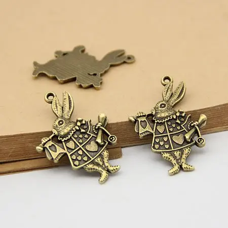 Очаровательные ювелирные изделия джентльмена кролика винтажные бронзовые из