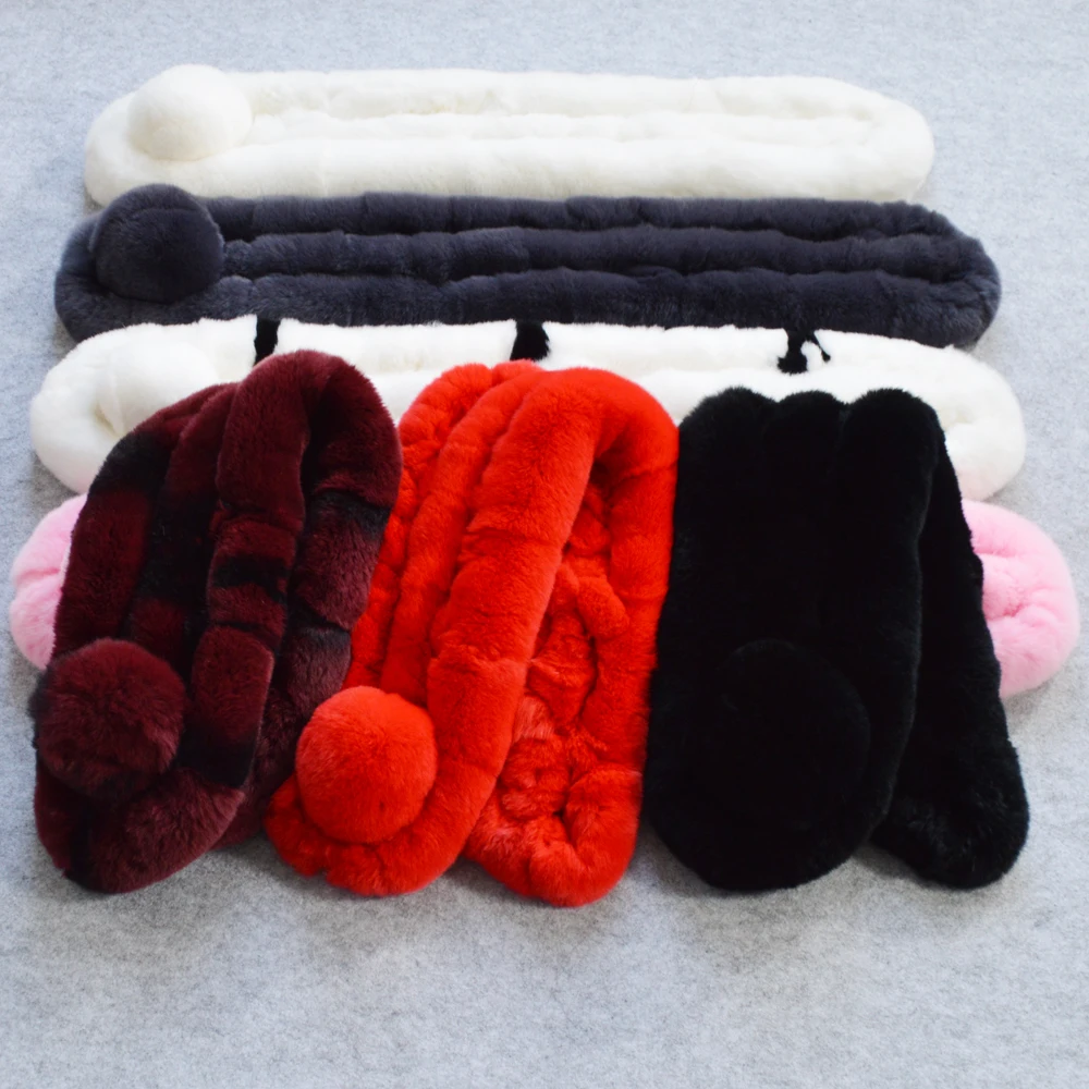 Женский шарф ручной работы теплый из натурального меха кролика Рекс кольцо шарфы