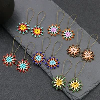 handmade ful drop dangler earrings for women rice beads flower charm female brinco vintage drop earring new fashion