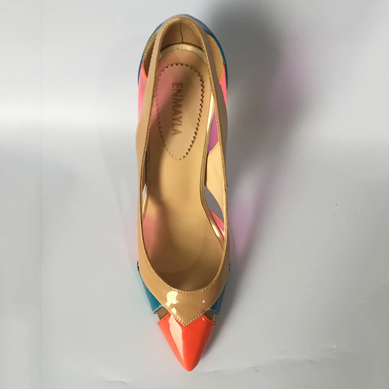 ENMAYLA 2020 New Women Summer Mixed Colors High Heels Pumps Shoes Woman Pointed Toe Stiletto Cut-outs Party Ladies | Обувь