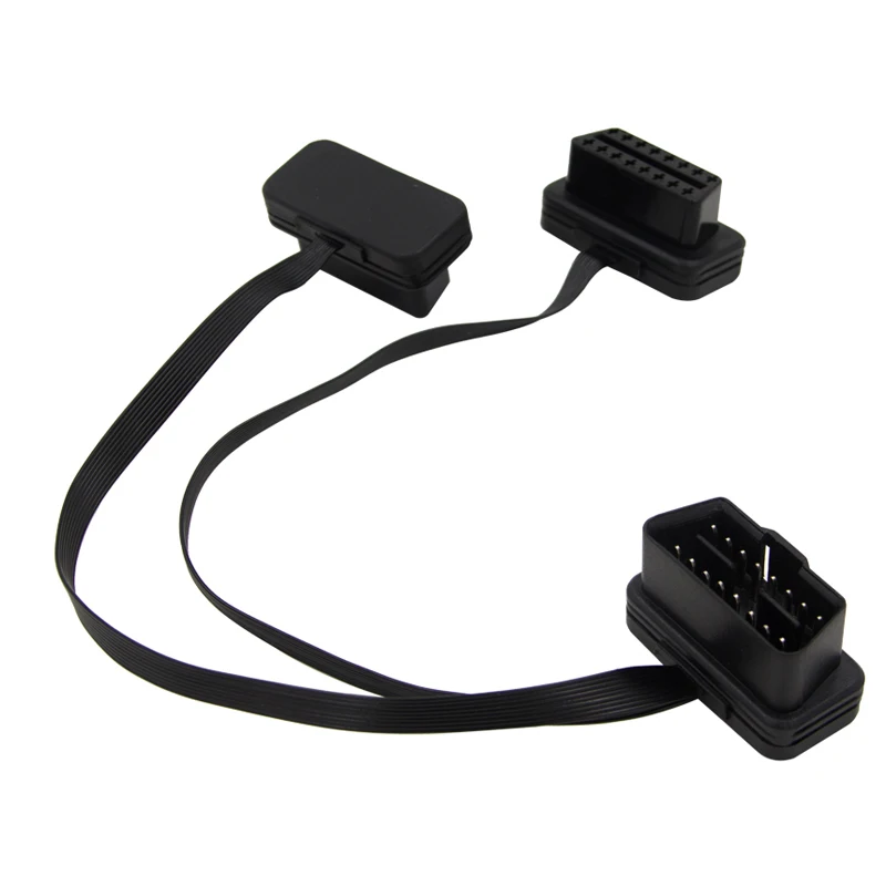 OBD2 16pin ELM327 Мужской Двойной Женский Y сплиттер локоть удлинитель + 16 pin тонкий