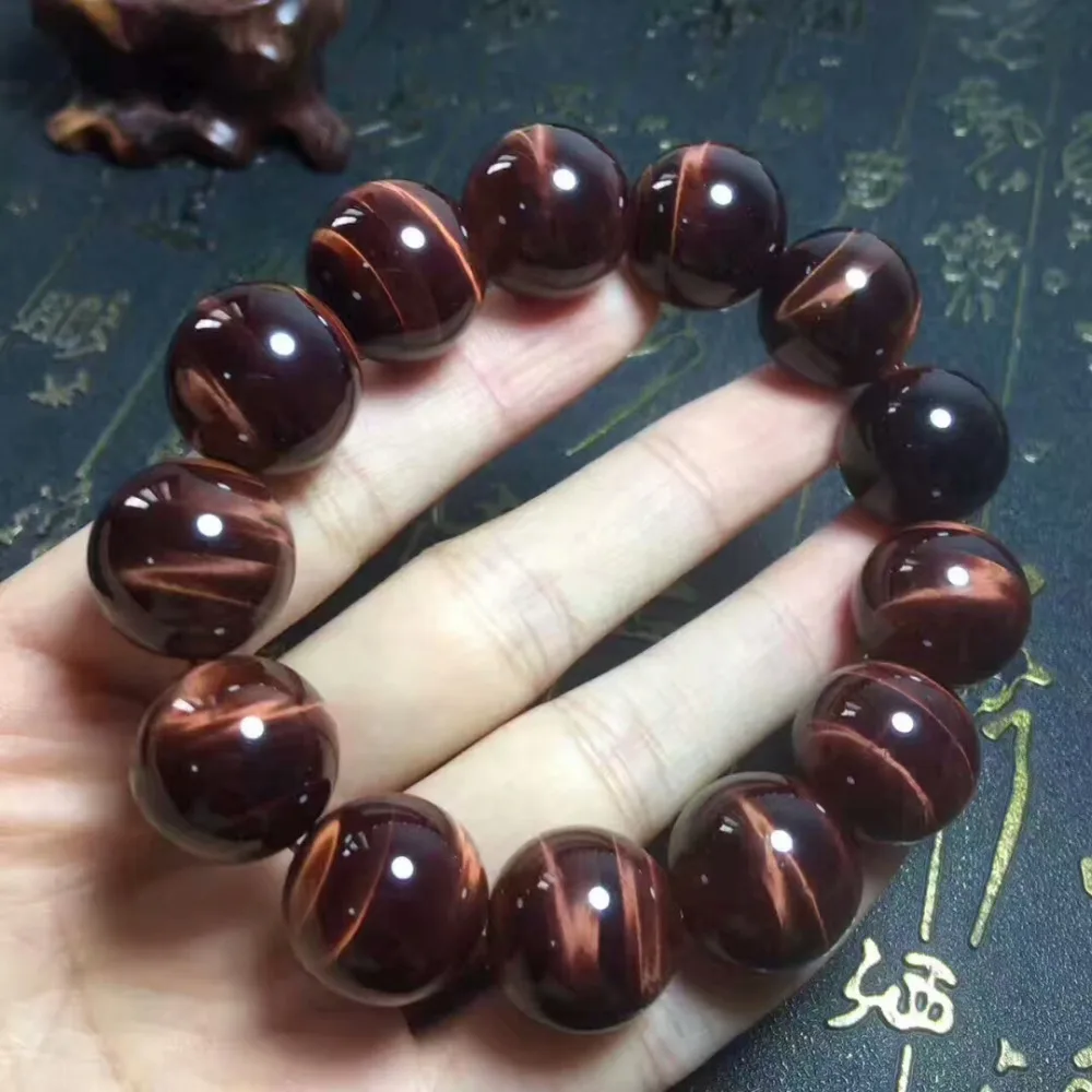 

16mm 100% Natural Red Tiger's Eye Gemstone Brazil Round Beads Crystal Stretch For Man Woman Bracelets AAAAA Drop Shipping
