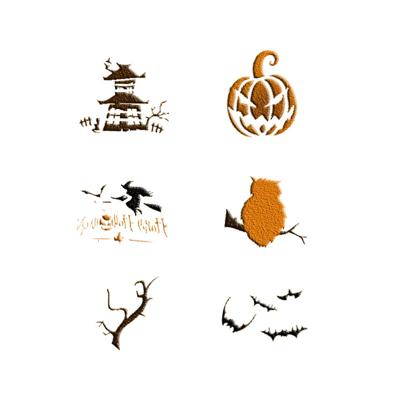 HOHGIULIA 6Pcs Cartoon Pumpkin Bats Branches Halloween Sugar Sieve Mold Coffee Milk Cake Cupcake Cookie Stencils Template S247 | Дом и сад