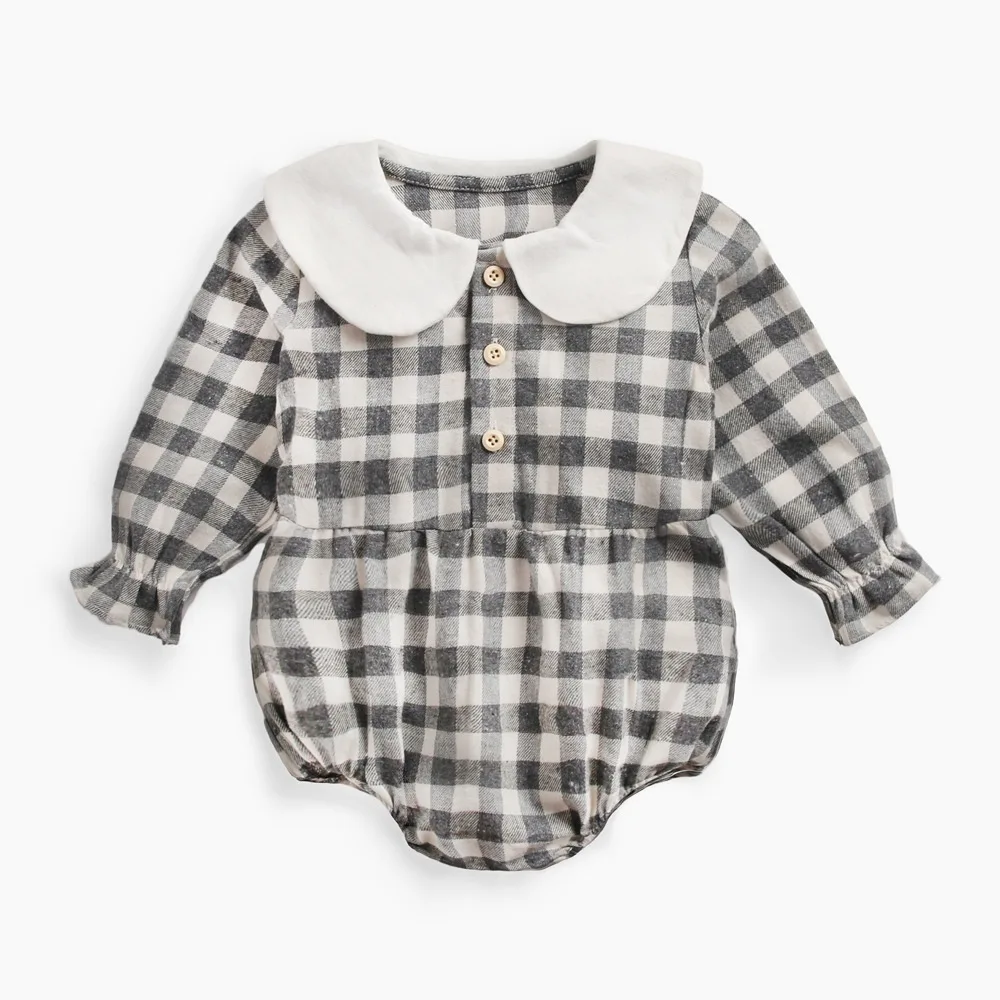 Baby clothes 2019 Spring plaid Romper Onesies Doll Collar Newborn Clothes New born Girl | Детская одежда и обувь