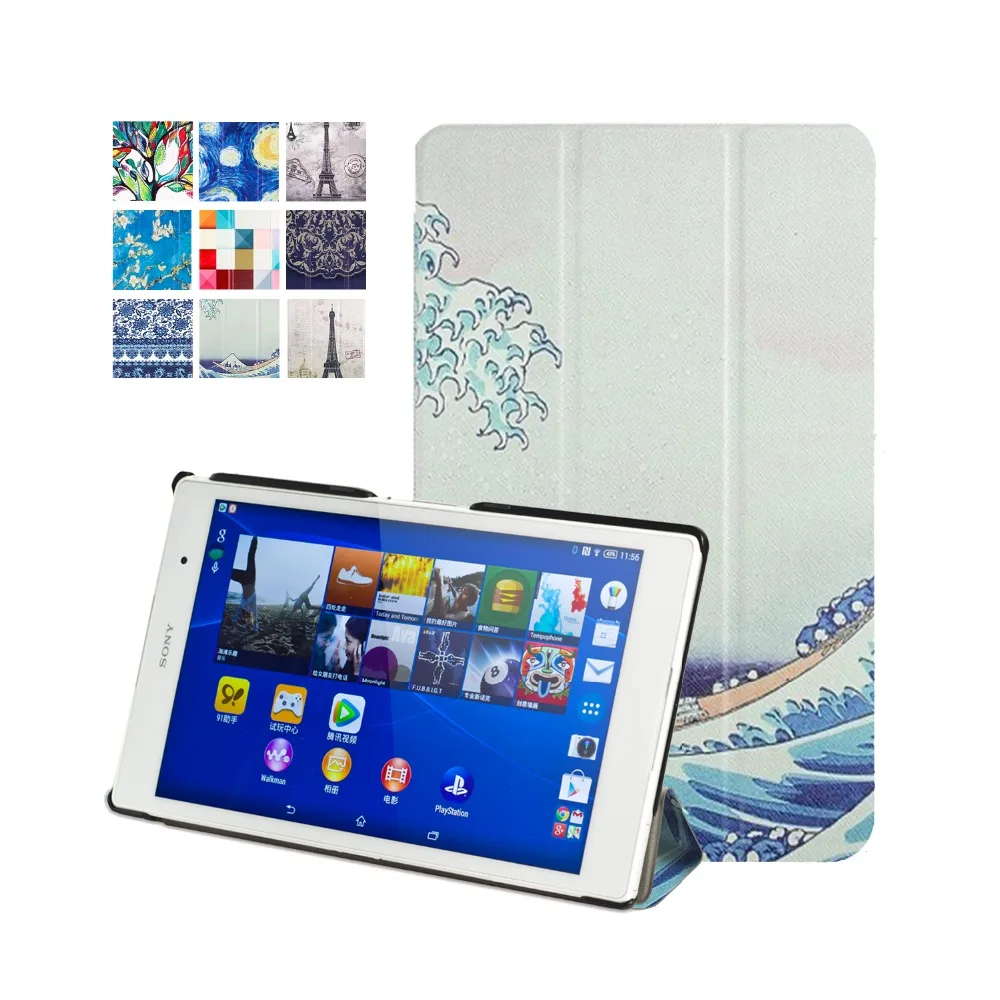 Новый чехол для sony Xperia z3 tablet compact cover 8 '񟭎 pu кожаный smart + протектор экрана