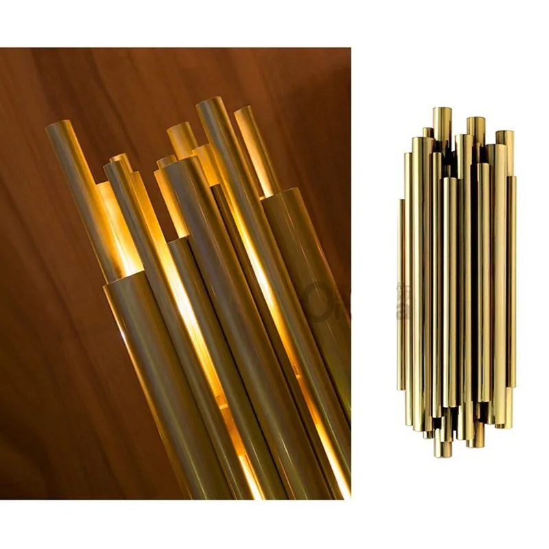 FUMAT Modern Nordic Wall Lamp Bedroom Bedside Light Mounted Fixtures Gold Sconce Pipe Organ Brubeck | Лампы и освещение