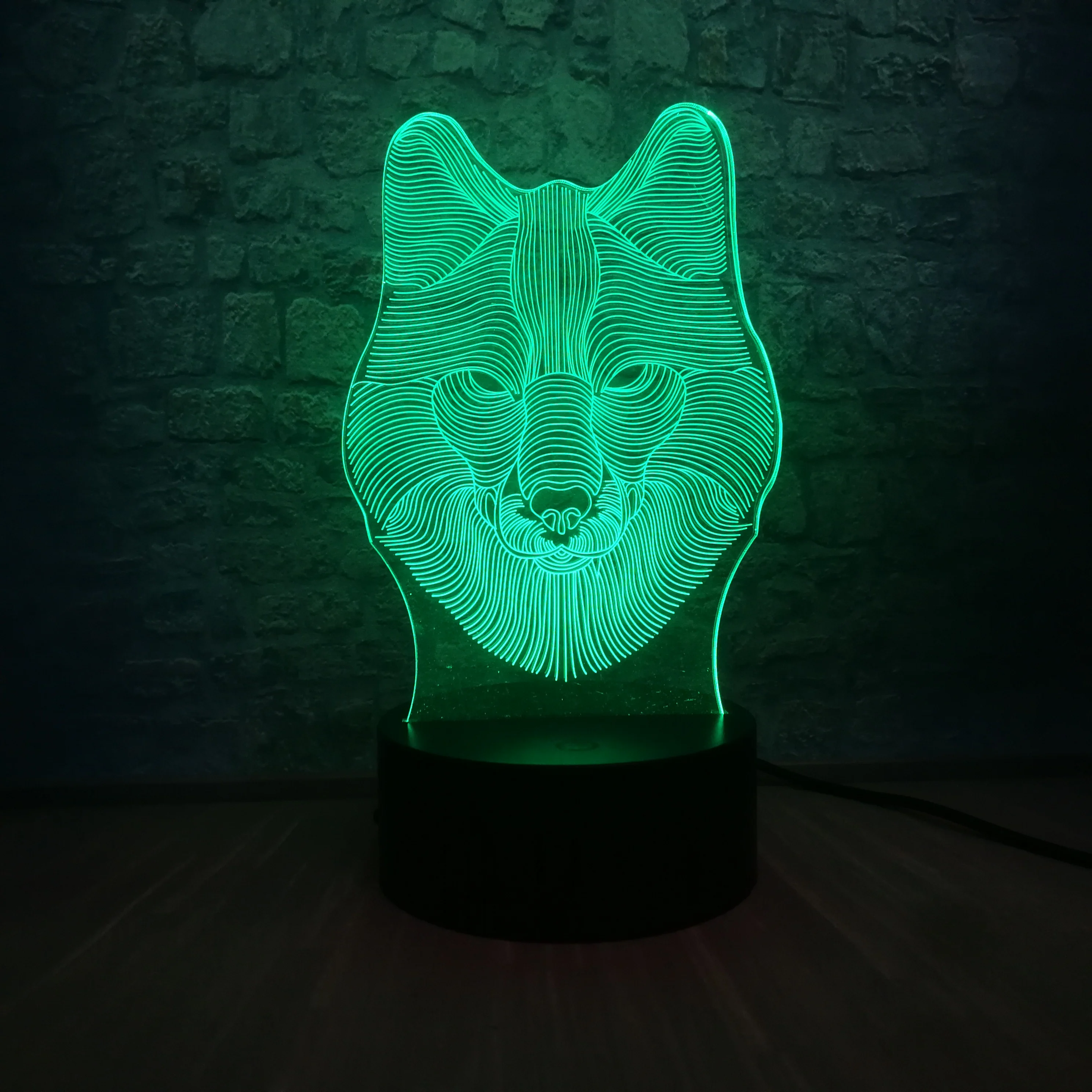 Новинка 3d лампа с головой животного волка ночник USB светодиодный светильник