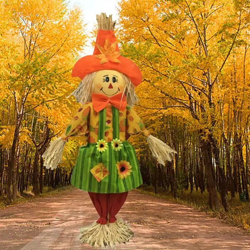 Standing Cute Halloween Scarecrow Swing Ornament Decoration Straw Doll for Kindergarten | Дом и сад