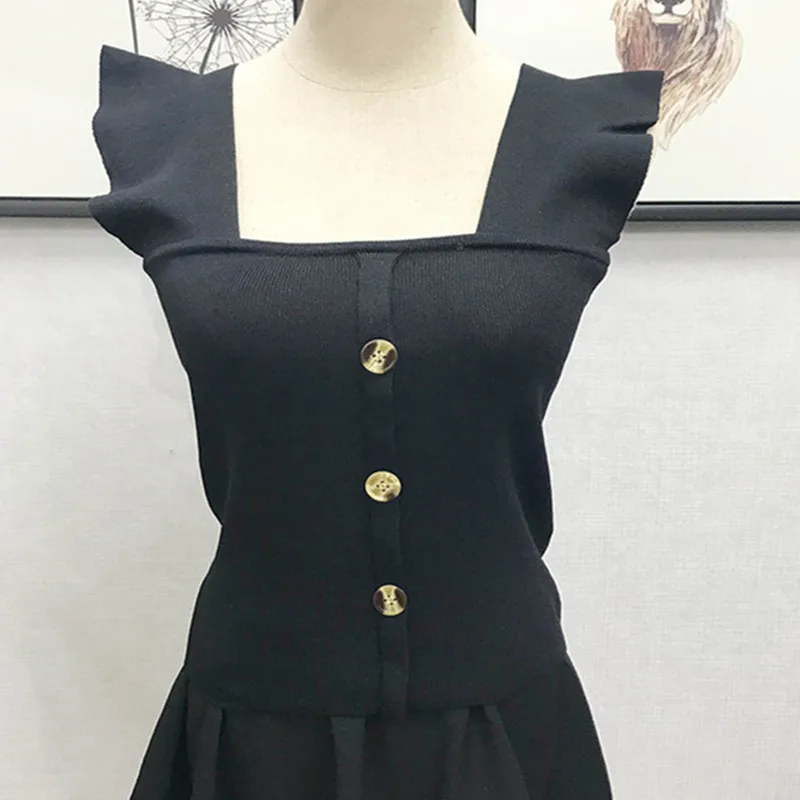 Camisoles for women V-neck knitted suspender waistcoat Colour striped sling undercoat Wearable throughout the year | Женская одежда