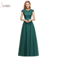 sale green tulle long prom dresses with sequins diamonds crystal scoop neck cap sleeve a line prom gown red lace vestido de gala