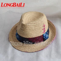 longbaili summer women fashion raffia straw fedora hats chapeau jazz trilby caps swds067