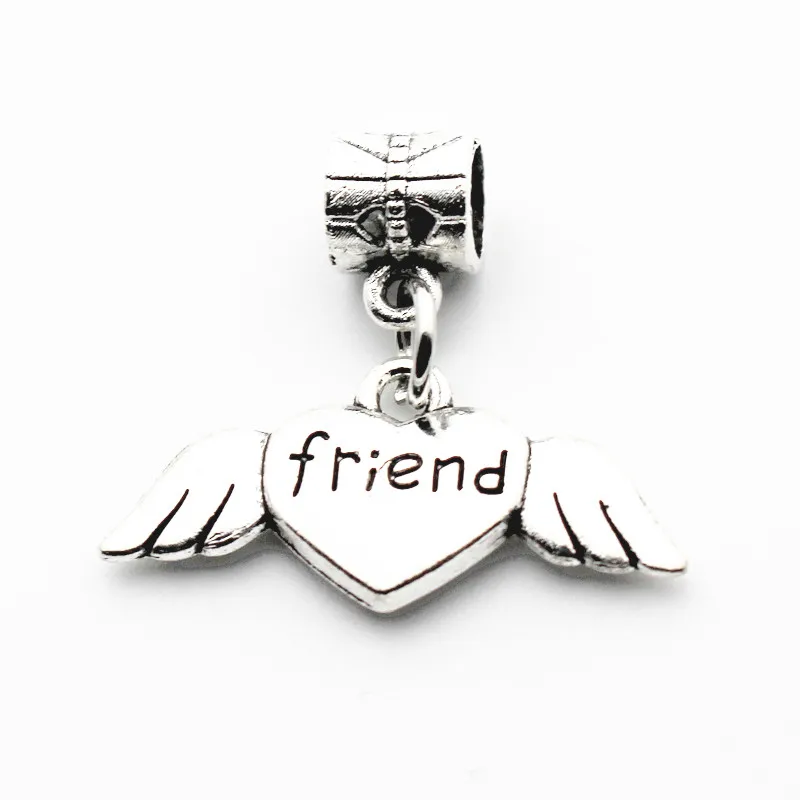 

New arrive 50pcs/lot heart friend Dangle Charms silver pendant Metal lobster clasp Fit DIY Necklace Bracelet Jewelry