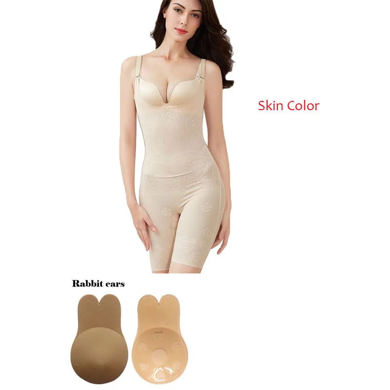 Skin-SkinEars Women Waist Cincher Belt With Chest Hip Lift Leg Thigh Slimmer Hot Body Shaper High Waist Slimming Panties Stomach Girdle Corset - Цвет: Skin-SkinEars